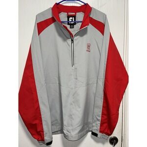 FootJoy FJ XL Grey& Red 1/4 Zip Long Sleeve Golf Windshirt Jacket Sugarloaf Mens